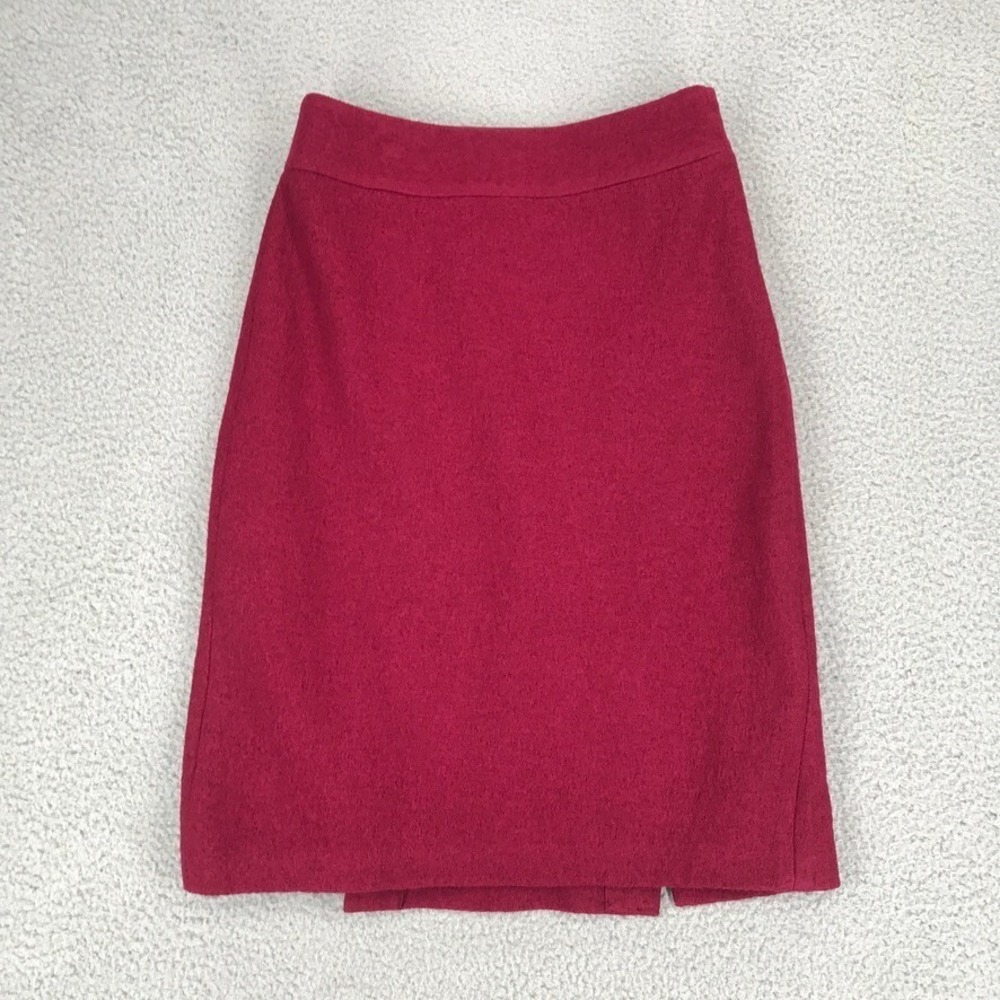 Banana Republic Pencil Skirt Size 2 Lined Career Faux Wool Red